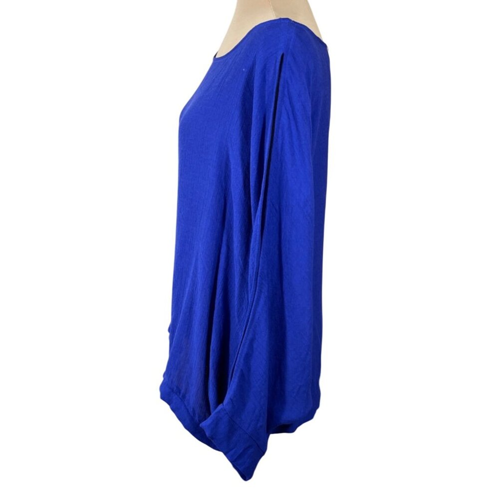 Soho Top Tunic Split Sleeve Cobalt Blue Size XL Extra Large Blouse - Picture 2 of 8